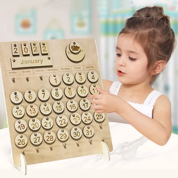 Wooden Perputal Calendar Toys Weather Season Time