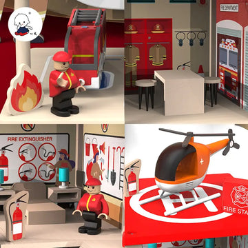 Role play simulation fire department assembled intellectual wooden toy