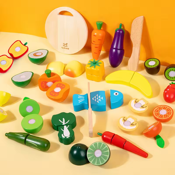 Wooden Play Food, Wooden Food Toys, Wooden Food for Play Kitchen, Wooden Fruit and Vegetables for Children