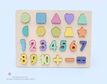 Attractive English and Math Learning Cognize Plate Wooden Abc Puzzle