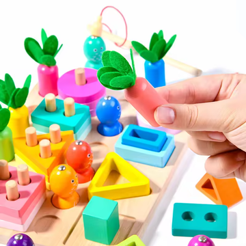 Fishing Game Sorting & Stacking Toys, Color Recognition Shape Sorter Blocks Montessori Toy 2+