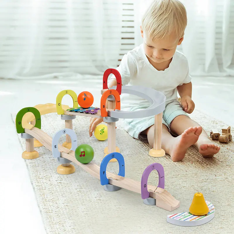 Musical Railway Track Ball Run Toy Children Early Education Running Beads