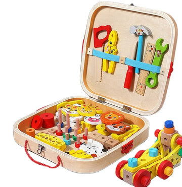 Pretend Play Wooden Toolbox Toy Boys Girls Simulation Tool