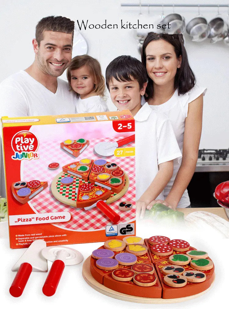 cooking play wooden pizza toy set