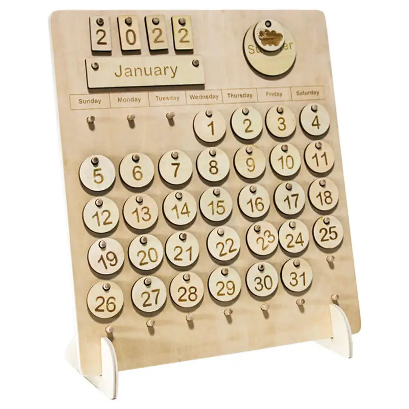 Wooden Perputal Calendar Toys Weather Season Time