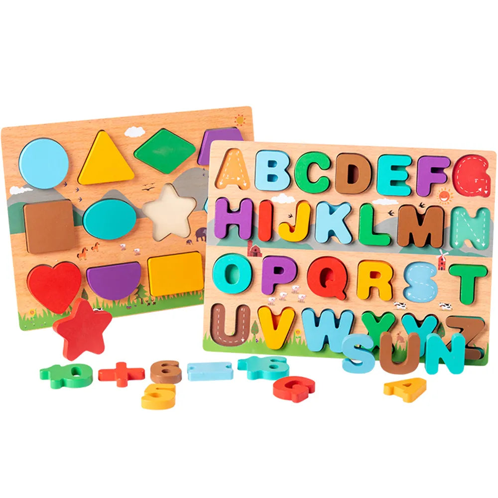 Wooden ABC alphabet shape puzzle board