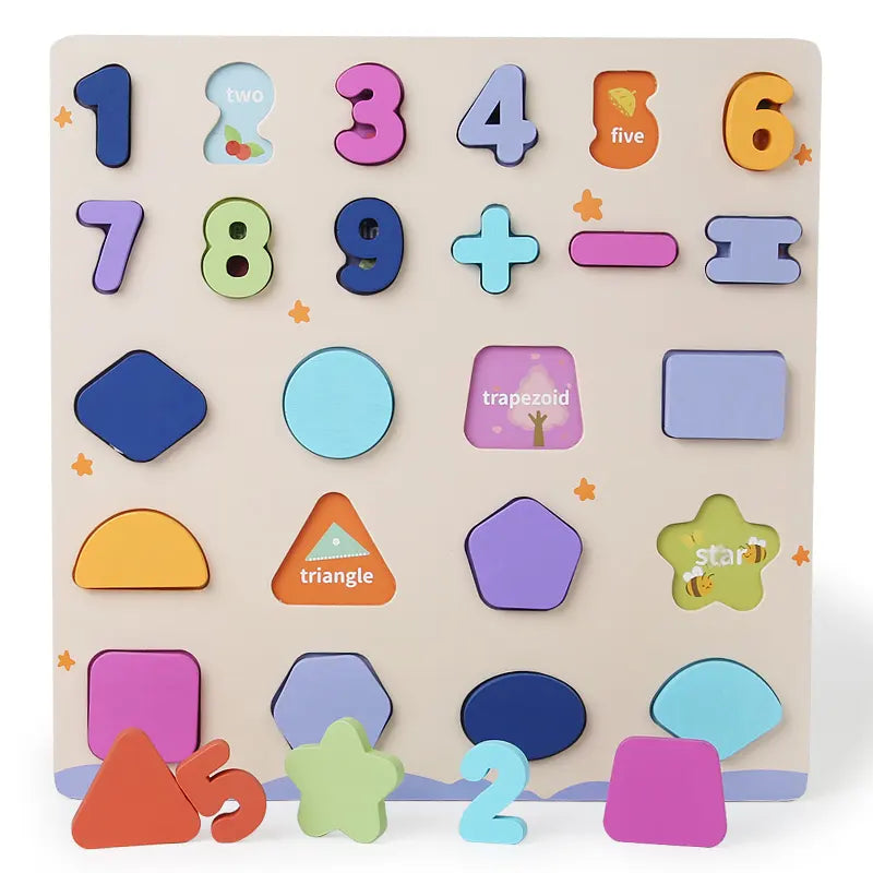 3D numerical geometric shape panel puzzle