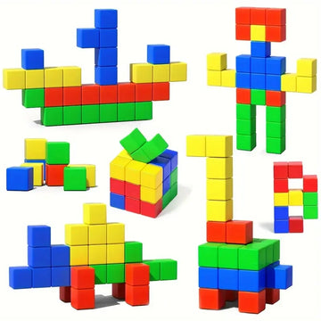 Magnetic Cube Tile Children's Toys, Magnetic Modeling Building Toys for Toddlers, Preschool Learning, Sensory STEM Toys, Creativ
