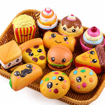 Food Squishy Toys Slow Rising Hamburger Pizza Cookie Dessert Popcorn Kawaii Stress Relief Squeeze Toy Sensory Fidget Kids Adults