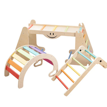 Wooden Kids Climbing Frame, Baby Sensory Training Indoor Climbing Frame & Slide Combination Toy