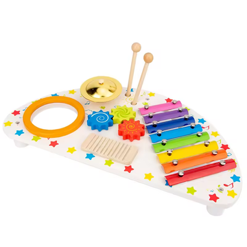 Sweet time Kids Drum Set, Baby Musical Instruments Toys for Toddlers, 4 in 1 Wooden Xylophone Set