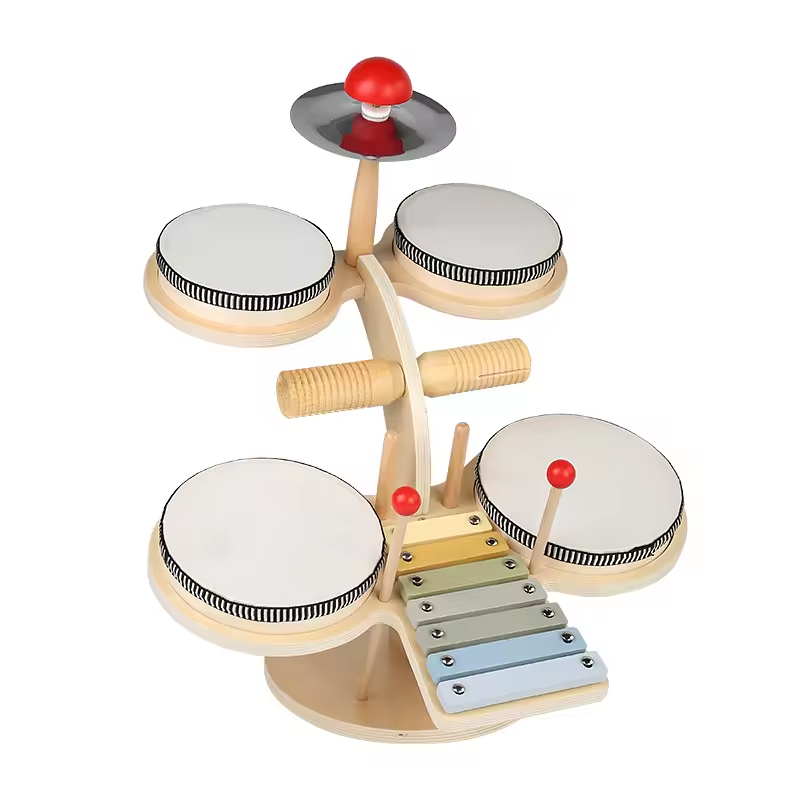 Drum Kit ForToddlers, Musical Toy Instruments For 1 Year Old Baby, Wooden Baby Drum Set Musical