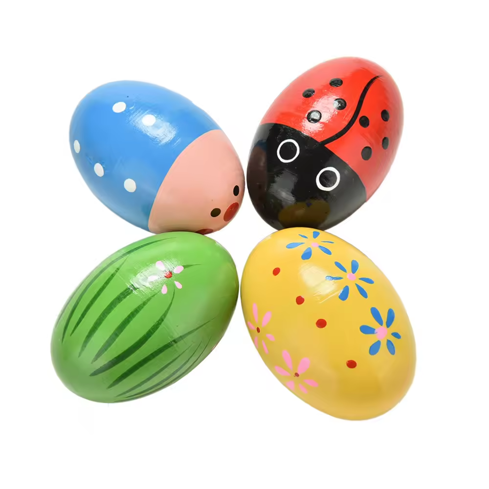 4Pcs Sand Eggs Percussion Instruments Wooden Percussion Musical For Children kids Gift