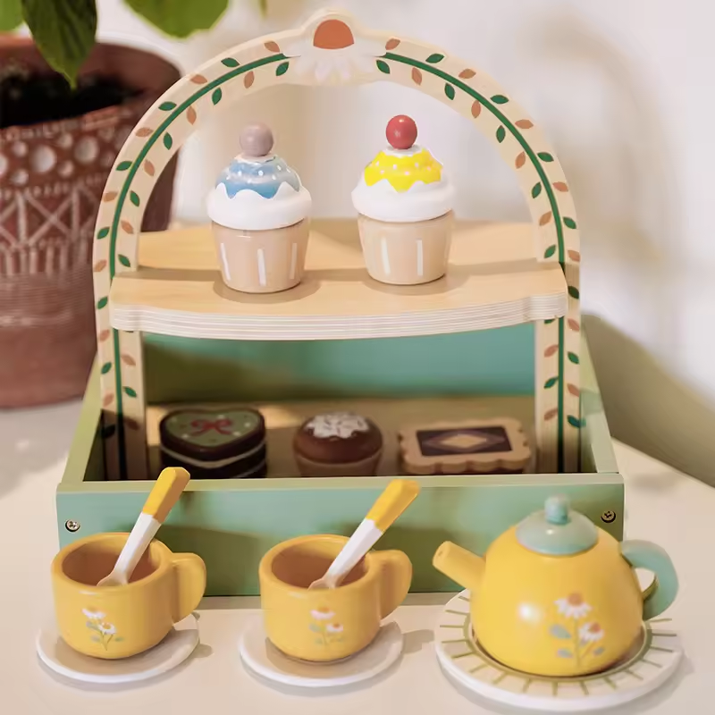 Afternoon Tea Set Wooden Toys Baby Role Playing Kitchen Toys