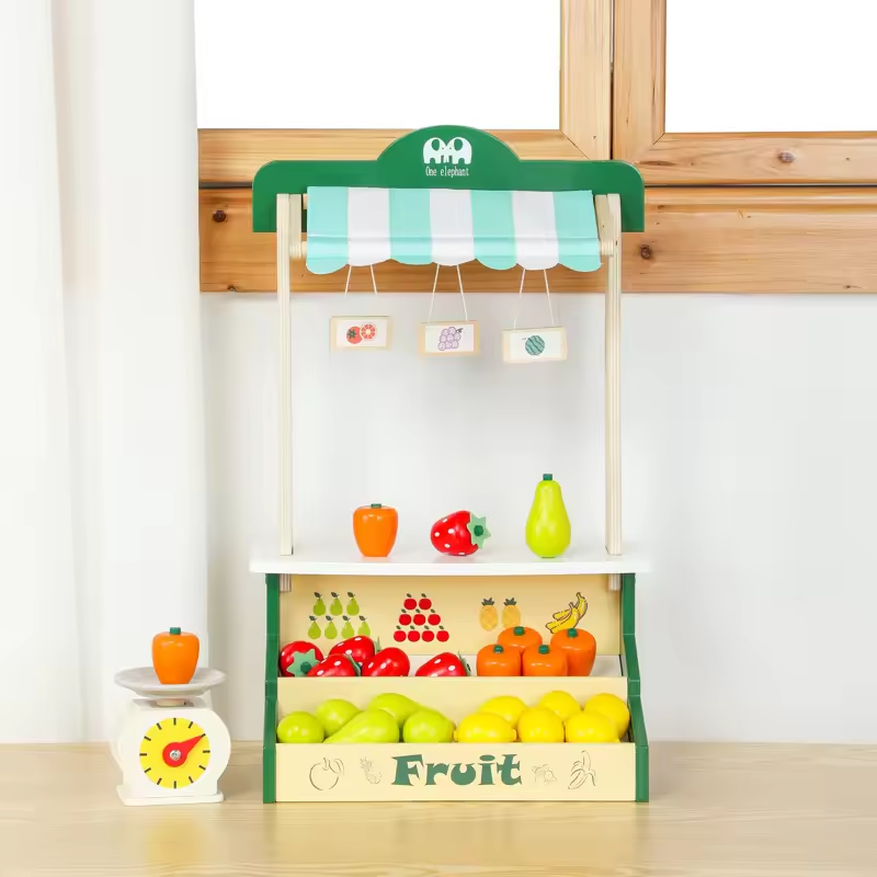 Simulation Wood Vegetables Stall Children Montessori Wooden Role Play Toys