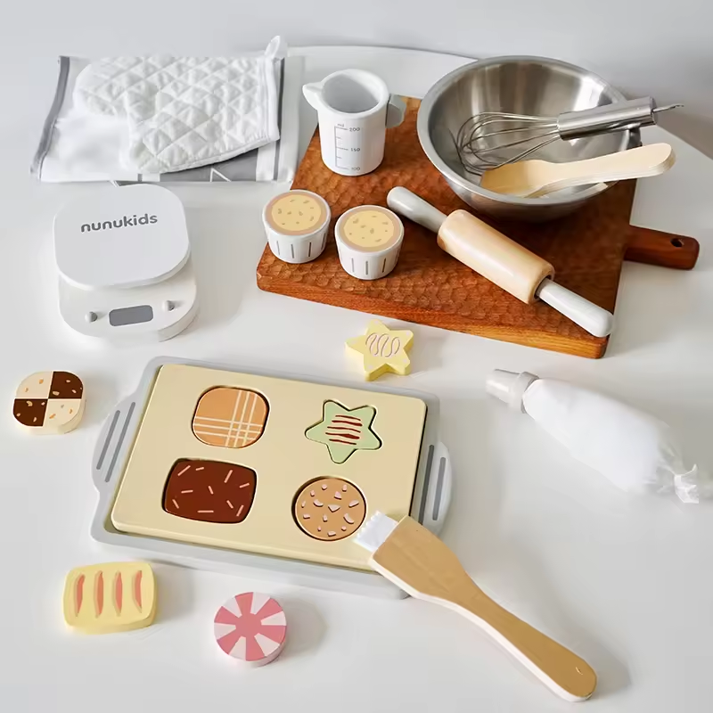 Children Baking Set Playset With Cookies, Baking Tray, Mixing Bowl, & Accessories | Childrens Role Play & Imaginary Play