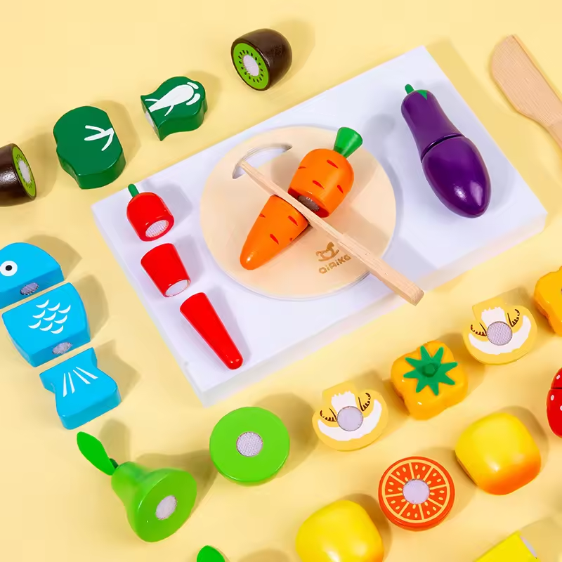 Wooden Play Food, Wooden Food Toys, Wooden Food for Play Kitchen, Wooden Fruit and Vegetables for Children