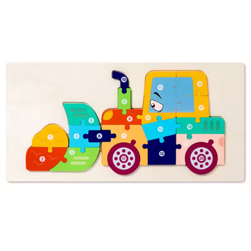 Wooden Toddler Jigsaw Puzzles for Kids Gifts | Montessori Wooden Toys for Girls Boys Age 2 3 (Construction Vehicles)