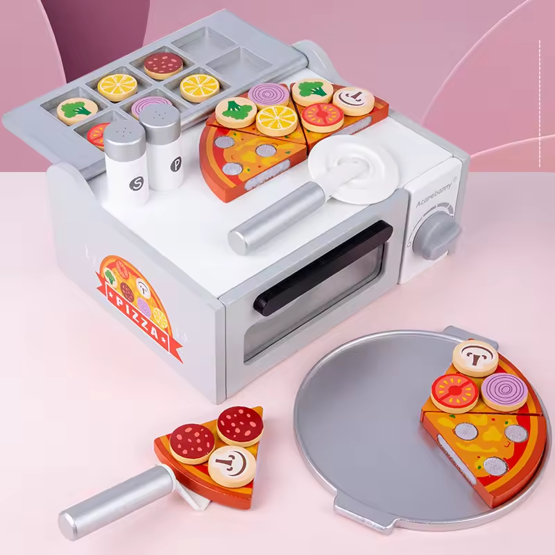 Simulation Wooden Pizza Oven Pizza Slicer Kitchen Play House