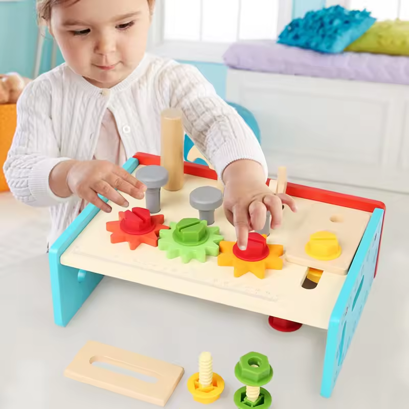 Multi Functional Tool Table For Boys and Girls Montessori Kids Carpenter Tool