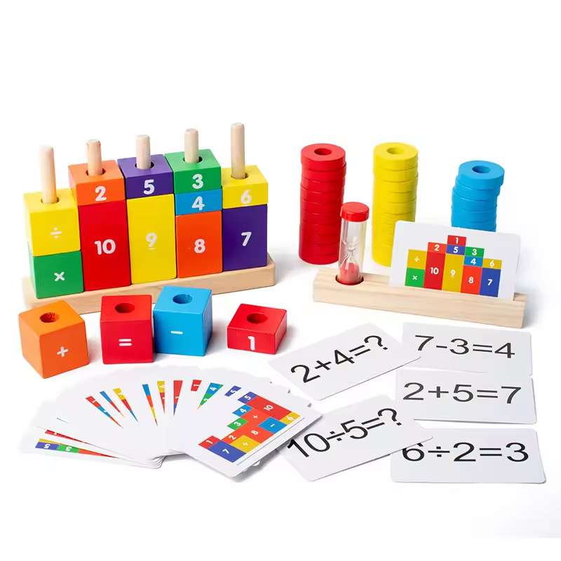 Stacking Block Toy Alphabet Spelling And Reading Words Wooden Sorting Toy